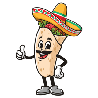 Burrito With Mustache Sticker