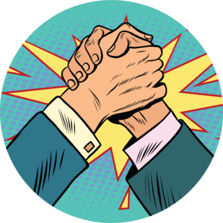 Business Arm Wrestling Fight Confrontation, Pop Art Sticker