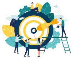 Business Concept Illustration Archery Target With An Arrow Sticker