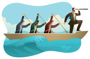 Business Concept Rowing Illustration Sticker