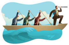 Business Concept Rowing Illustration Sticker
