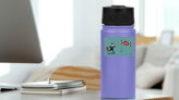 Businessman Cartoon Finish Line Sticker on a Water Bottle (New) example