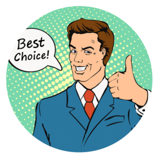 Businessman Gives Thumb Up Best Choice Sticker