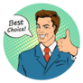 Businessman Gives Thumb Up Best Choice Sticker