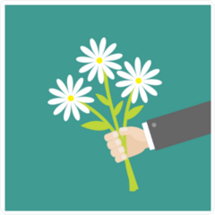 Businessman Holding Bouquet Of White Daisy Flowers Sticker