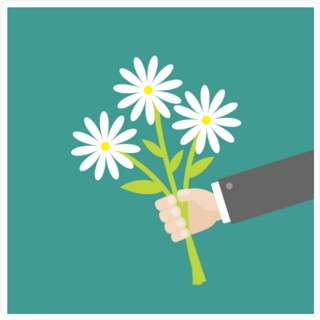 Businessman Holding Bouquet Of White Daisy Flowers Sticker
