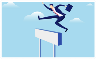 Businessman Jumping Over Hurdle Sticker