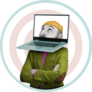 Businessman With A Laptop Brain Sticker