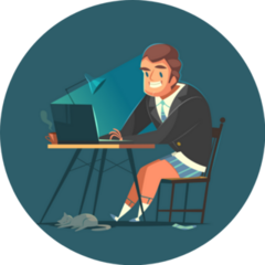 Businessman Working At Home Cartoon Style Sticker