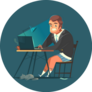 Businessman Working At Home Cartoon Style Sticker