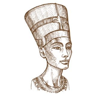 Bust Of Nefertiti Hand Drawn Egypt Sticker