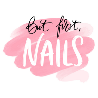 But First, Nails Pink Lettering Sticker