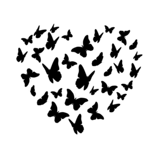 Butterflies Fluttering in Heart Shape Transfer Sticker