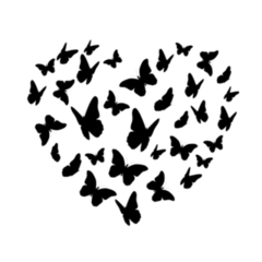 Butterflies Fluttering in Heart Shape Transfer Sticker