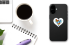 Butterflies Fluttering in the shape of a Heart Sticker on a Phone (New) example