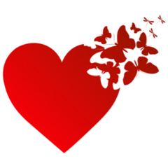 Butterflies Fluttering out of a Red Heart Sticker