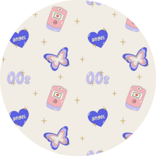 Butterflies, Hearts, Flip Phone 2000s Pattern Sticker