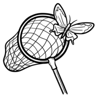 Butterfly about to be Caught in Net Sticker