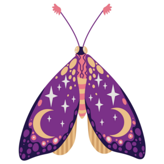Butterfly Dragonfly Moon Wings Sticker