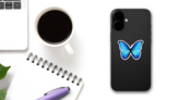 Butterfly Morpho Didius Sticker on a Phone (New) example