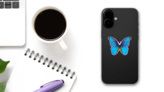 Butterfly Morpho Didius Sticker on a Phone (New) example