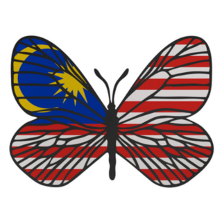 Butterfly Wings In Color Of Malaysia Flag Sticker