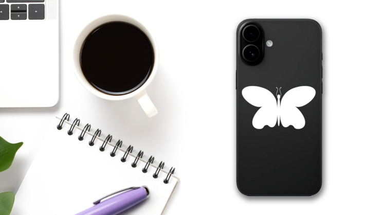 Butterfly With Large Wings Sticker on a Phone (New) example