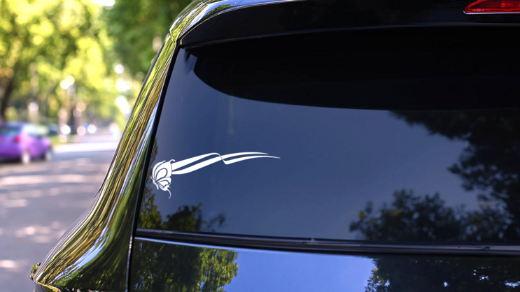 Butterfly With Ribbons Sticker on a Rear Car Window (New) example