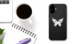 Butterfly With Swirls Sticker on a Phone (New) example