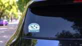 Cabarete Blue Stamp Sticker on a Rear Car Window (New) example