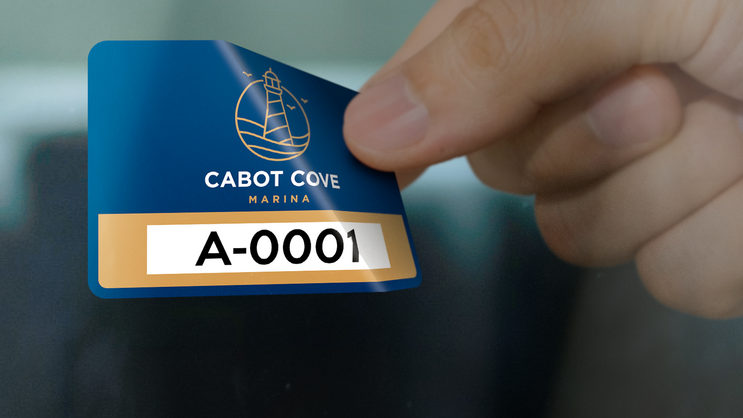 Cabot Cove Rectangle Parking Permit Applied Inside Windshield