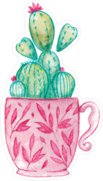 Cacti in Pink Teacup Sticker