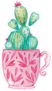 Cacti in Pink Teacup Sticker