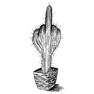 Cactus Giving The Middle Finger Sketched Sticker