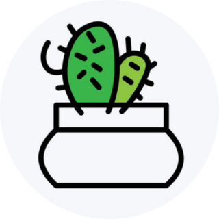 Cactus Icon Green and White Sticker