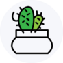 Cactus Icon Green and White Sticker