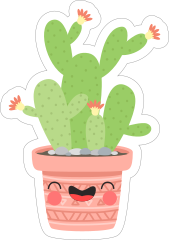 Cactus in a Happy Pink Pot Sticker