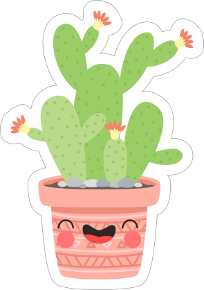 Cactus in a Happy Pink Pot Sticker
