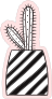 Cactus in Large Striped Pot Sticker