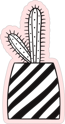 Cactus in Large Striped Pot Sticker