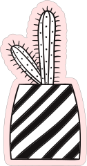 Cactus in Large Striped Pot Sticker