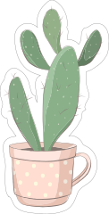 Cactus in Pink Polka Dot Mug Sticker