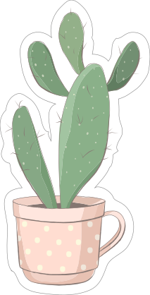 Cactus in Pink Polka Dot Mug Sticker
