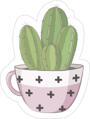 Cactus in Pretty Pink Mug Sticker