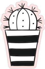 Cactus in Striped Pot Sticker