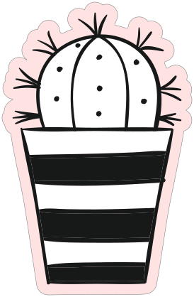 Cactus in Striped Pot Sticker