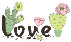 Cactus Love and Hearts Sticker