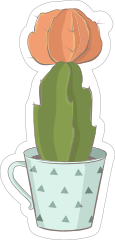 Cactus with Flower in Mug Sticker