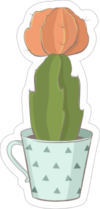 Cactus with Flower in Mug Sticker