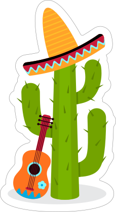Cactus with Sombrero and Guitar Sticker